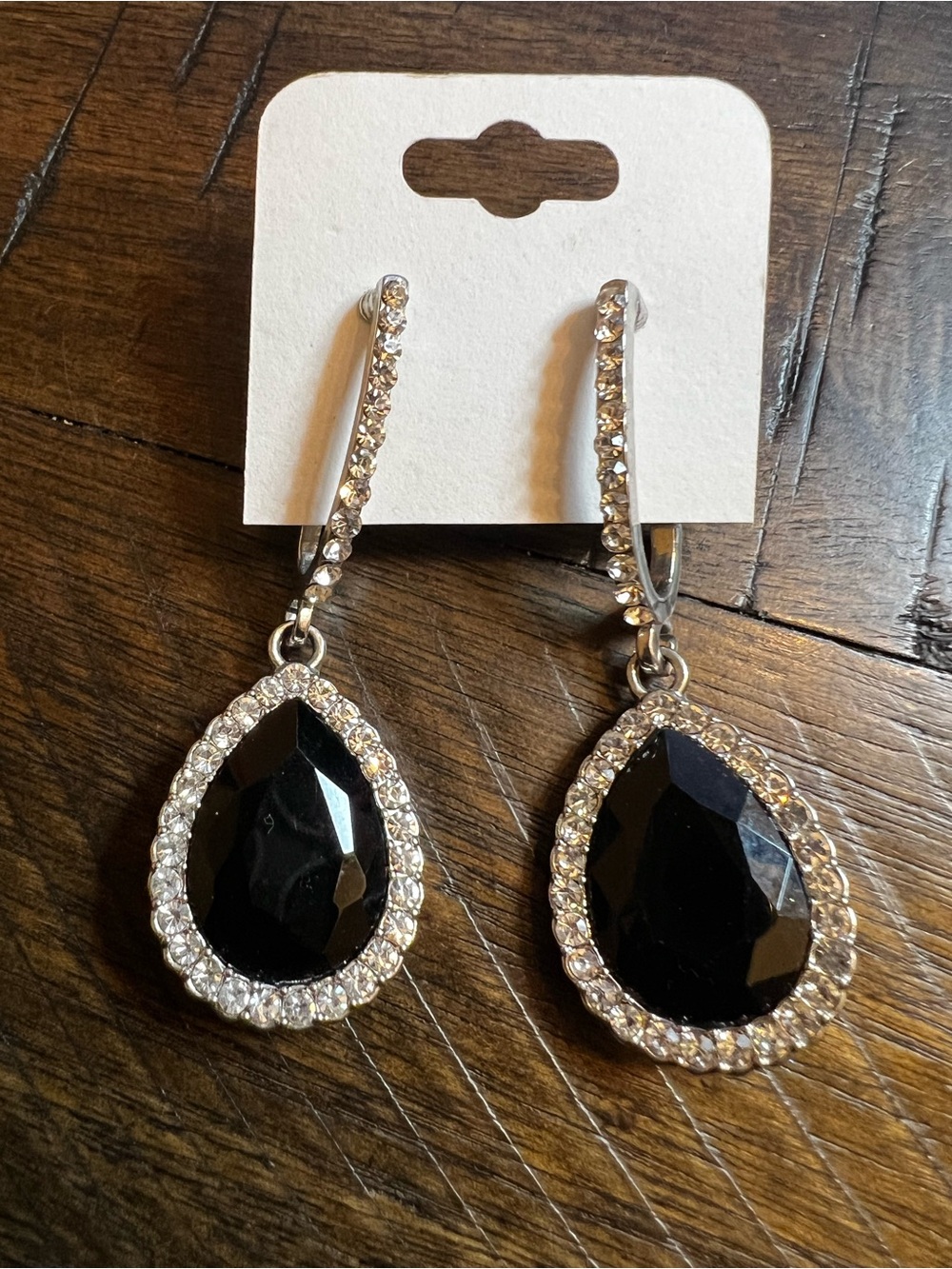 Elegant Black Teardrop Crystal Earrings
